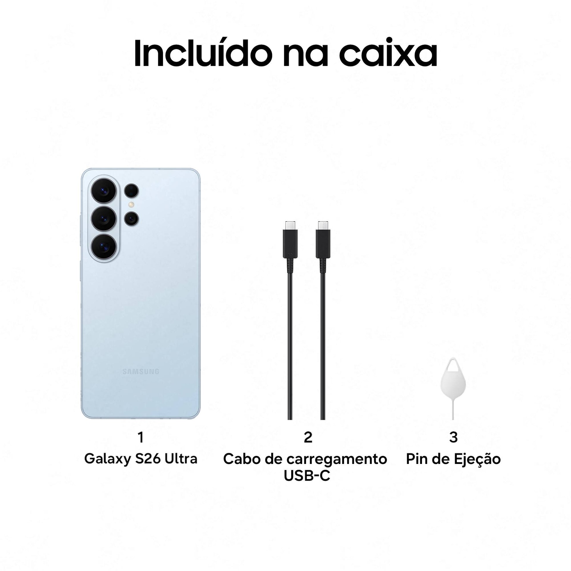 Samsung Galaxy S26 Ultra 5G 512GB Azul Corning Gorilla Armor 2 12GB RAM Câmaras de 200MP