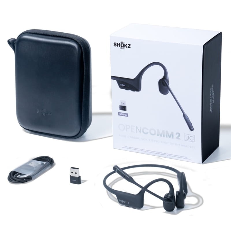 Shokz OpenComm 2 UC USB-A Preto de condução óssea
