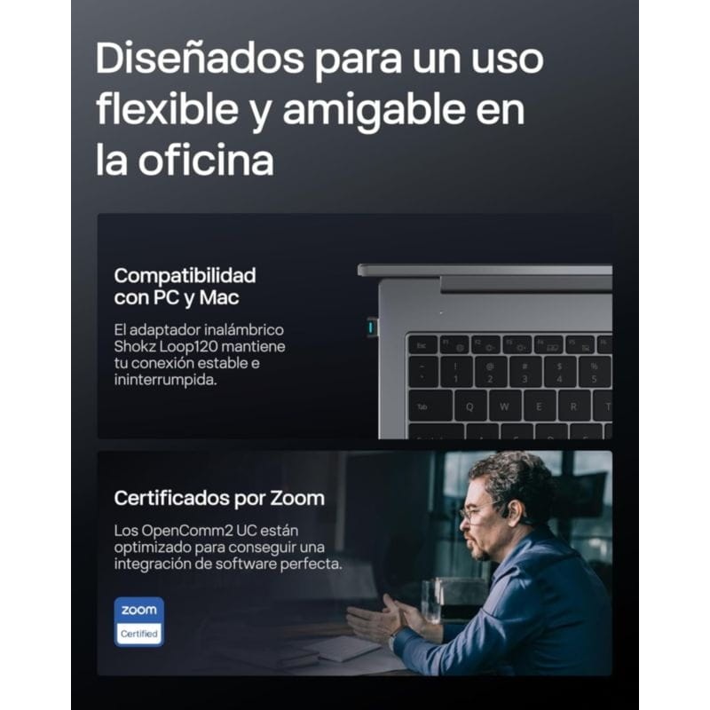 Shokz OpenComm 2 UC USB-A Preto de condução óssea