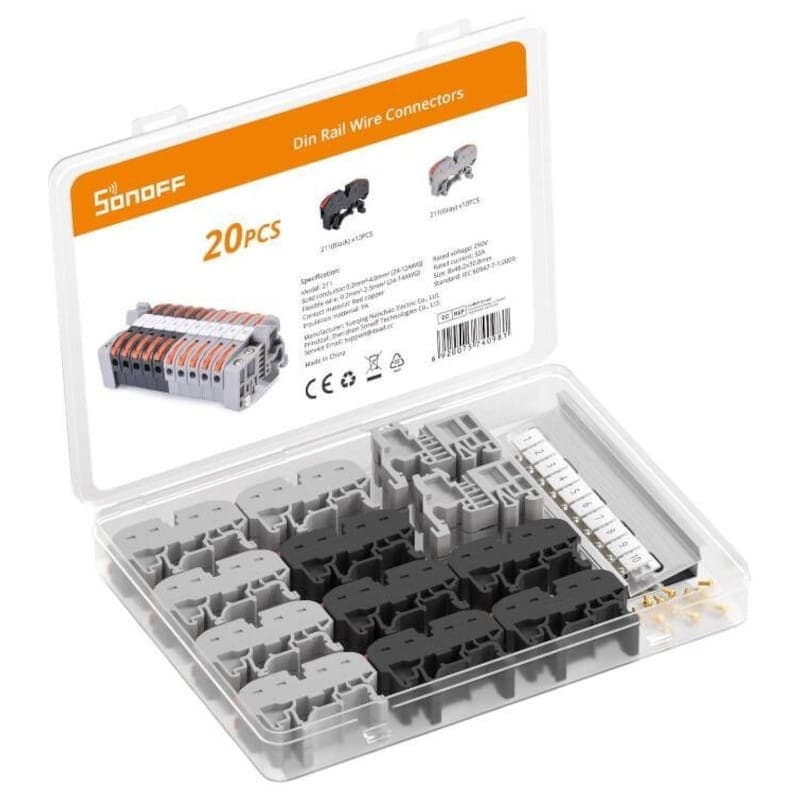 Sonoff 211 - Conector de Cabo para Calha DIN Embalagem de 20 unidades
