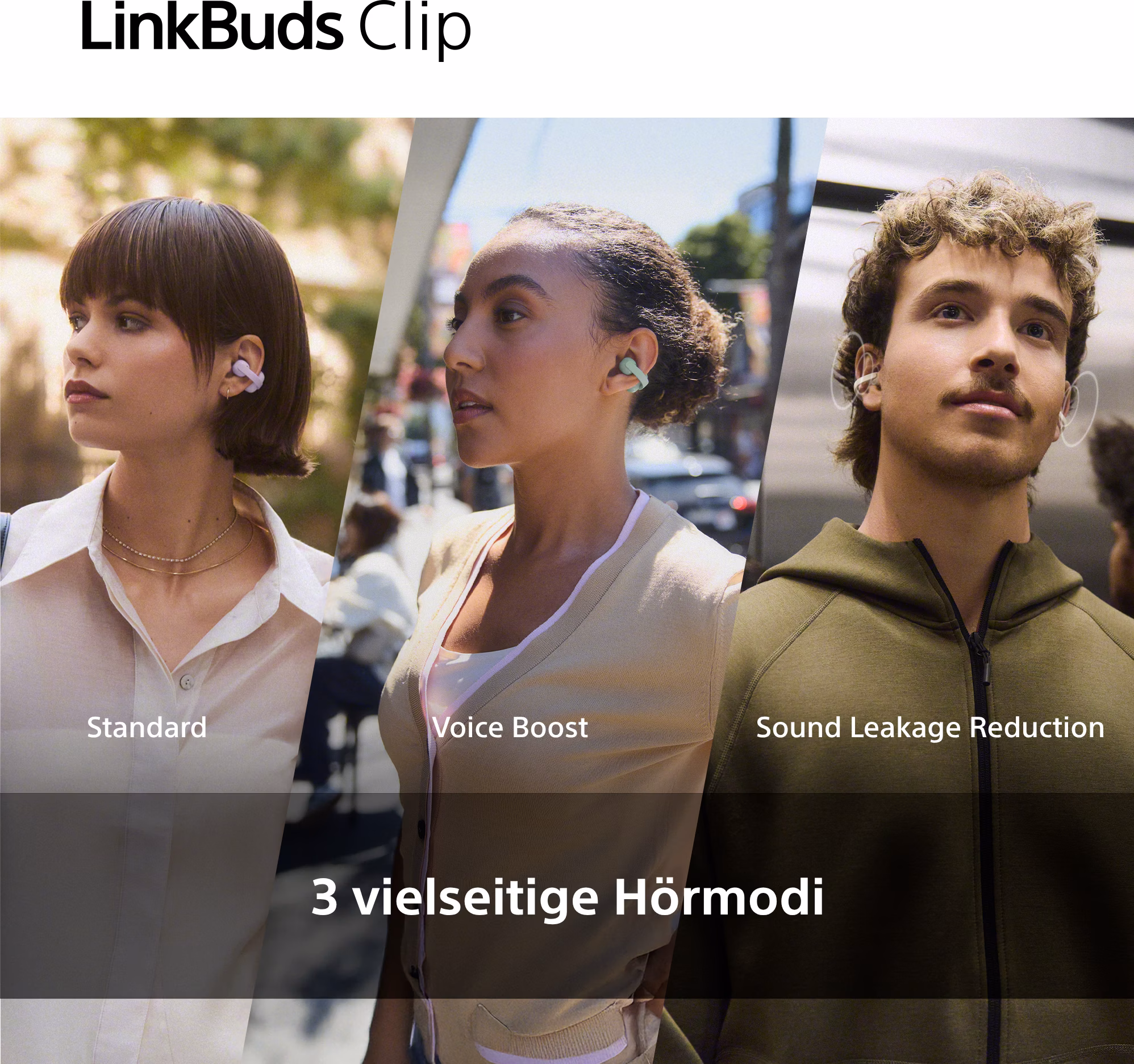 Sony LinkBuds Clip WF-LC900 Lavanda - Auriculares TWS Open-ear com 3 modos de audição