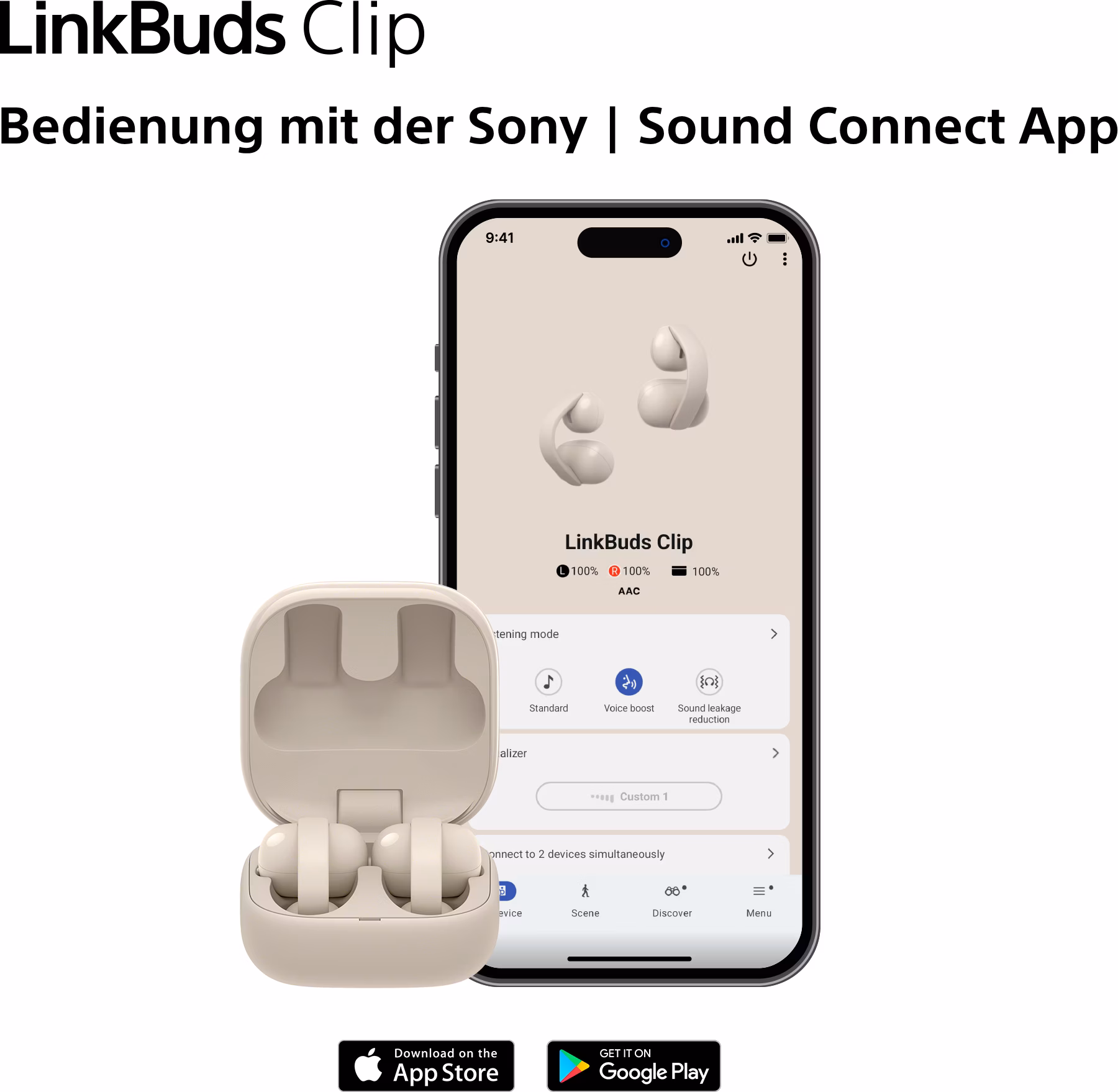 Sony LinkBuds Clip WF-LC900 Lavanda - Auriculares TWS Open-ear com 3 modos de audição