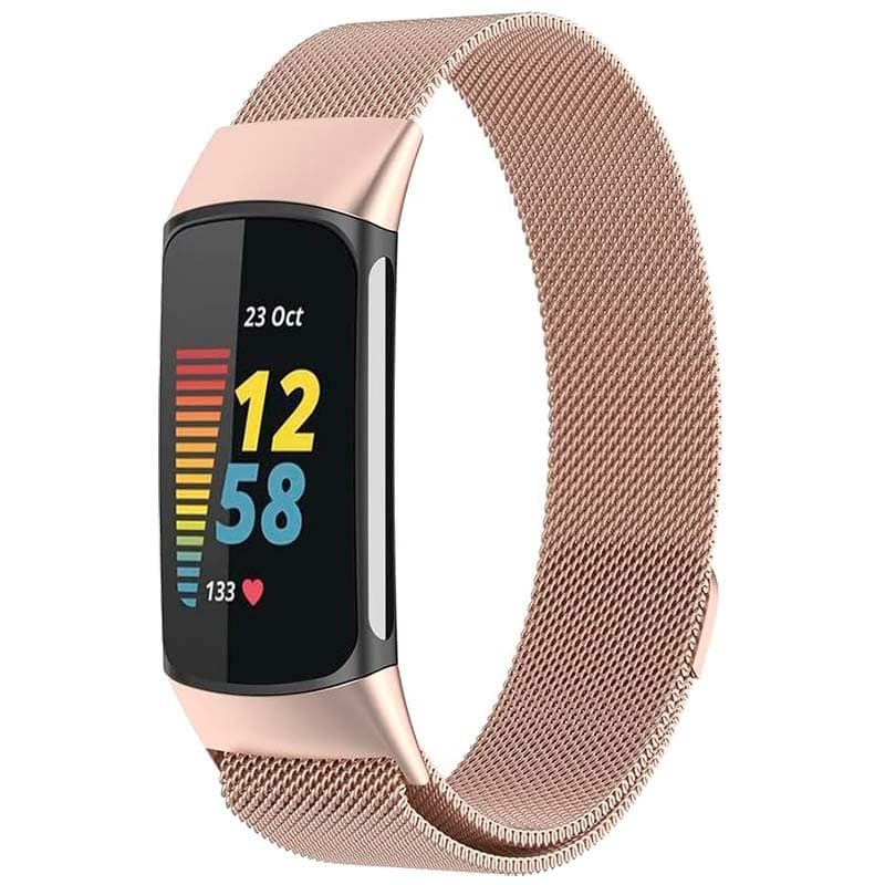 Pulseira Milanesa Magnética Fitbit Charge 5 / Charge 6 Champanhe