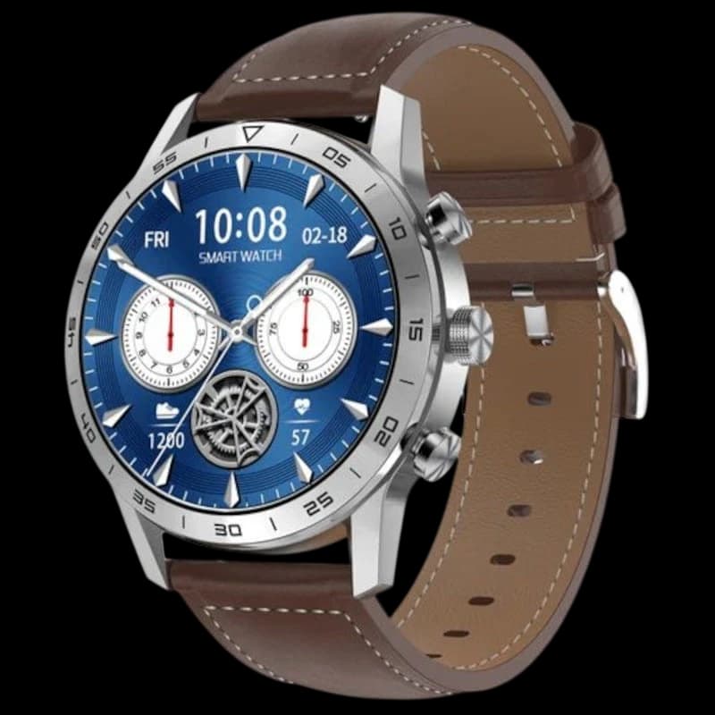 Relógio inteligente DT NO.1 DT70+ Bracelete em pele Prata
