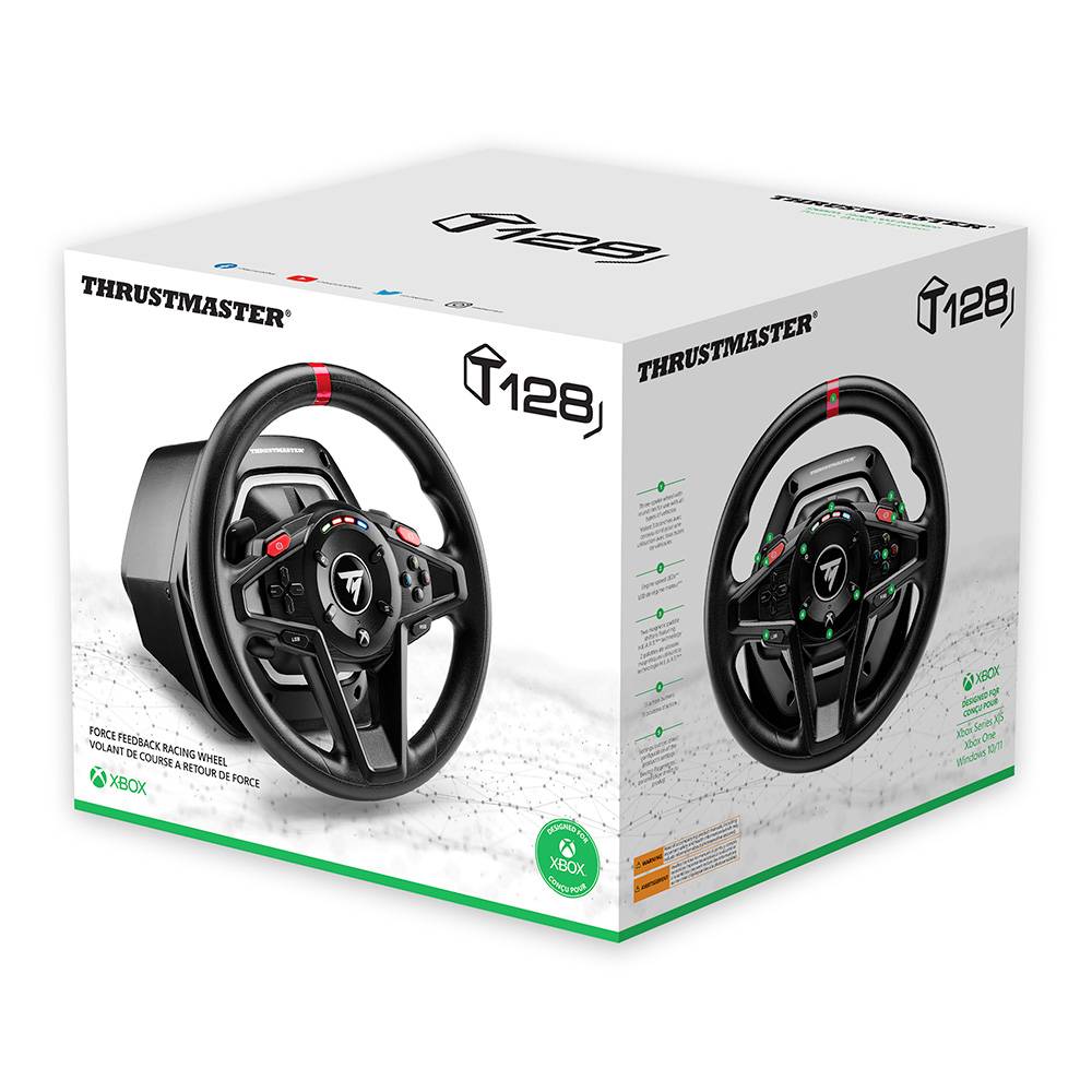 Thrustmaster T128 Volante USB Preto + Pedais Analógicos PC, Xbox, Xbox One