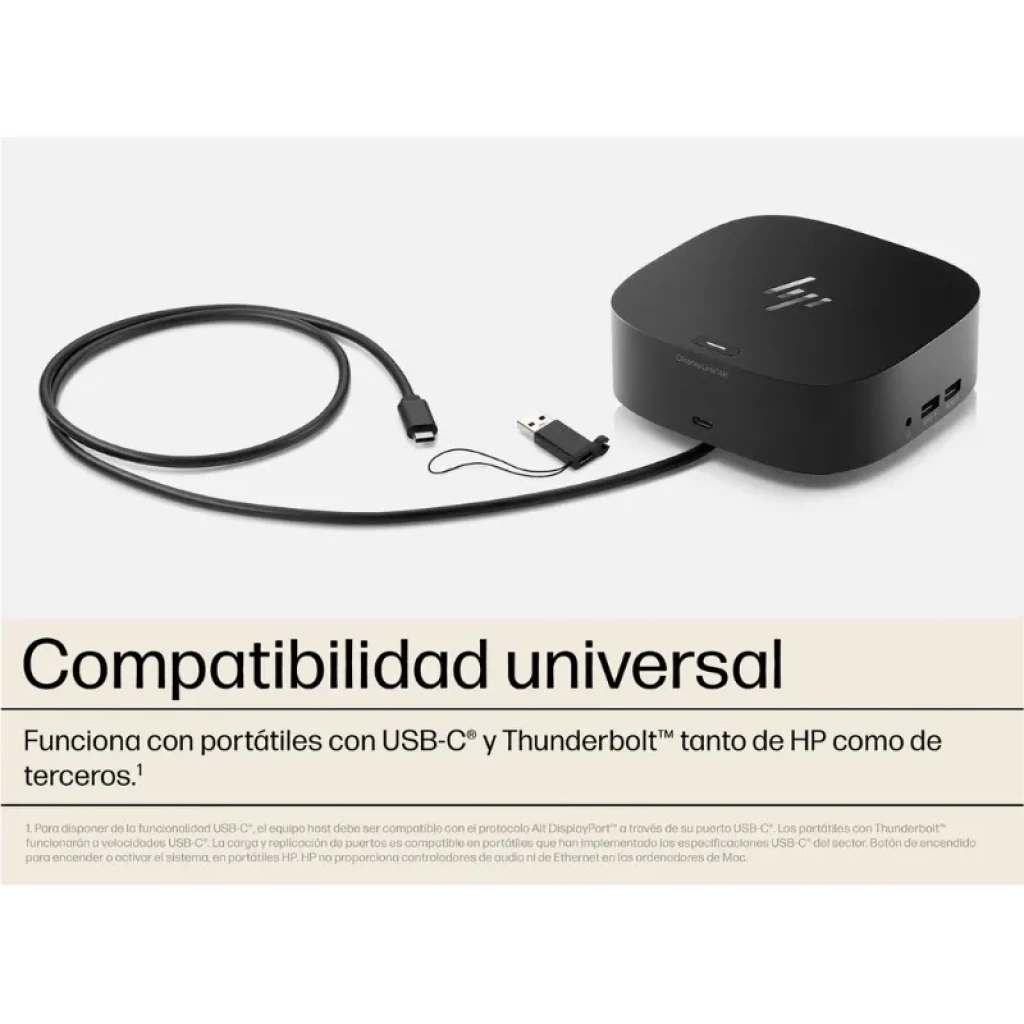 Hub portátil HP Base USB-C G5 com portas USB, HDMI, RJ45 e Jack de 3,5 mm
