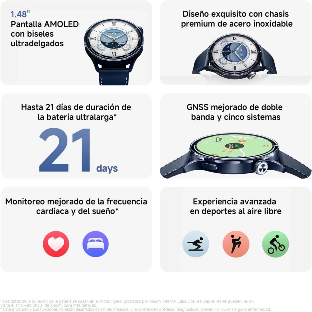 Xiaomi Watch S5 46 mm Smartwatch 1,48" AMOLED 21 dias GPS de banda dupla 5ATM Prateado