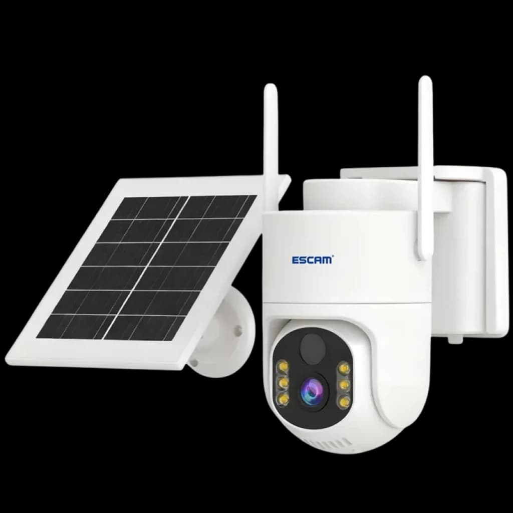 ESCAM QFS71 4G LTE com visão noturna a cores de 3 MP, alarme PIR, PTZ e áudio bidirecional - Câmara de segurança com painel solar