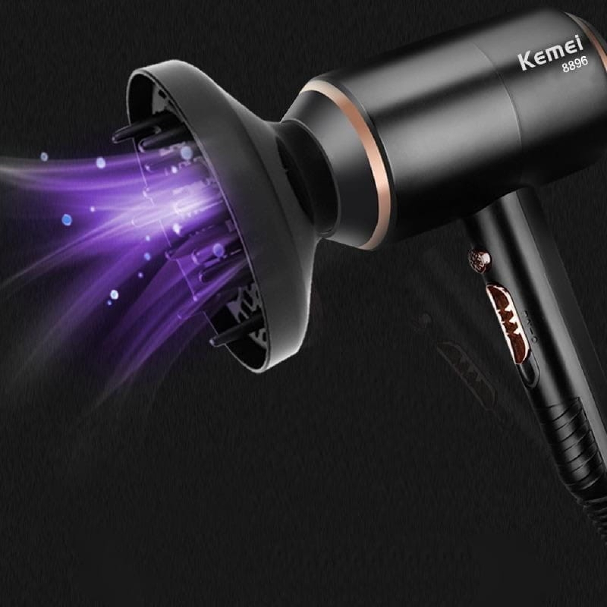 Secador de Cabelo Kemei KM-8896 SuperPower 4000W 4 em 1/Dourado