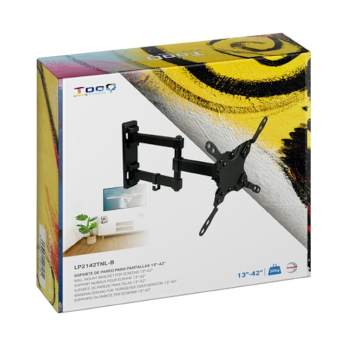 TooQ LP2142TNL-B giratório e inclinável 42″ VESA 200×200 mm – Suporte para TV