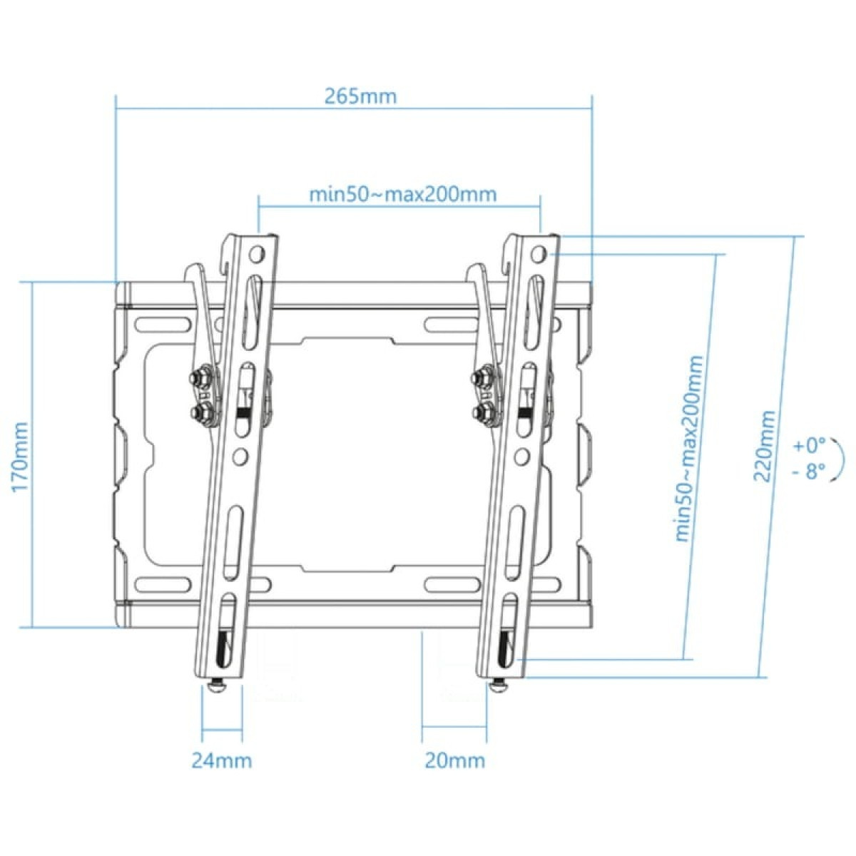 TooQ LP1044T-B inclinável 43″ VESA 200×200 mm – Suporte para TV