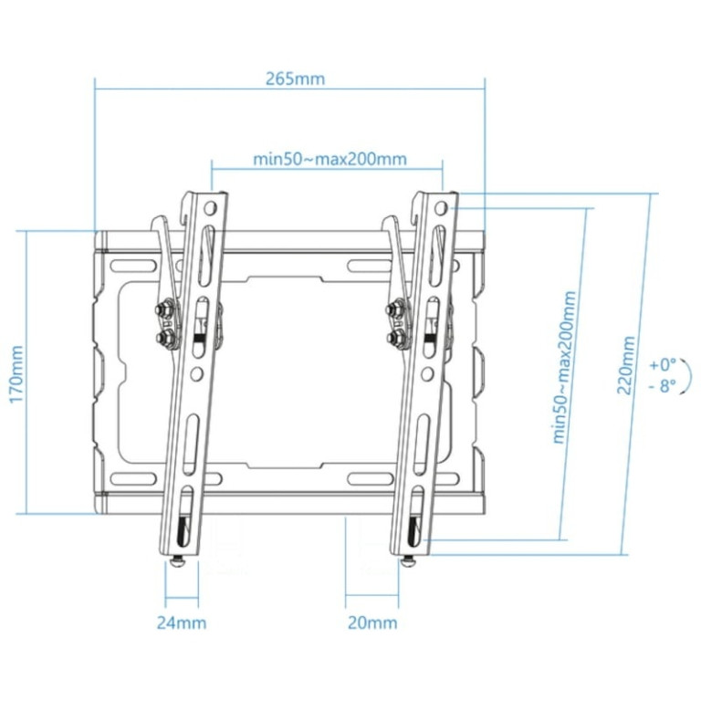 TooQ LP1044T-B inclinável 43″ VESA 200×200 mm – Suporte para TV