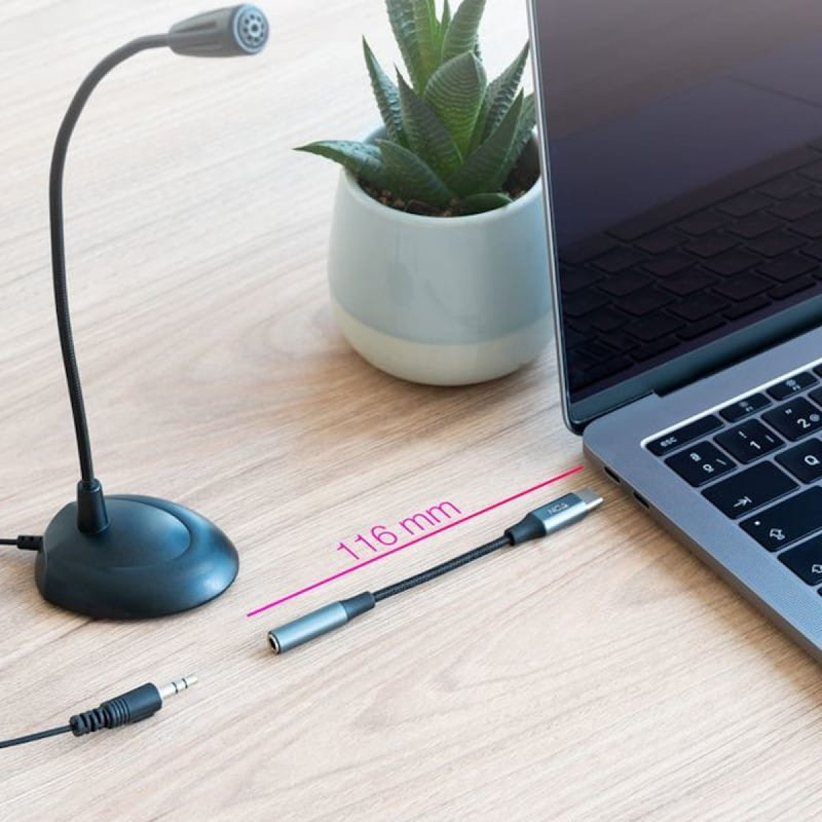 Cabo Adaptador de Áudio Nanocable USB-C para Jack 3.5/Cinza 11cm