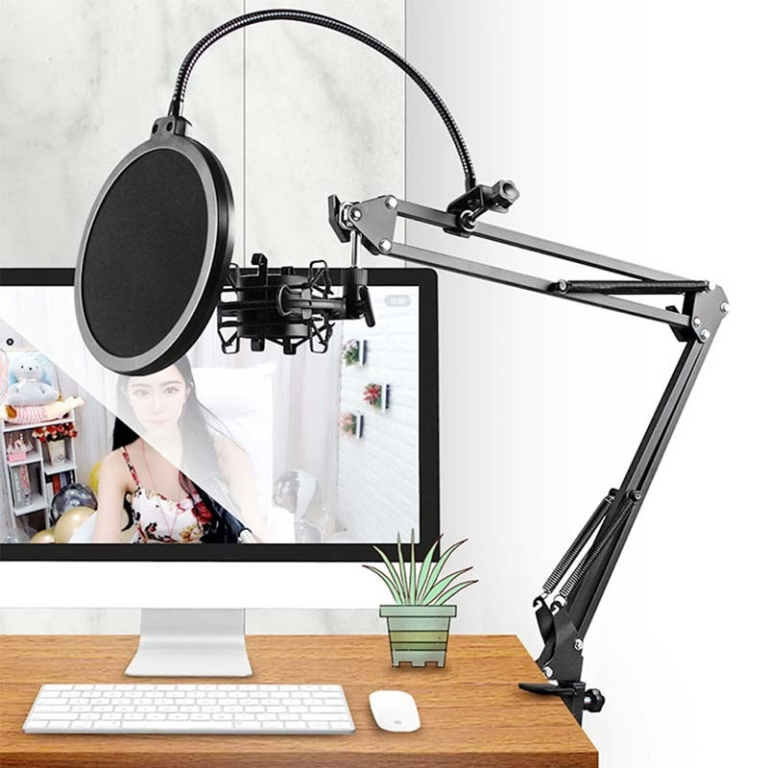 Suporte do Braço para Microfone com Aranha de Metal + Popfilter
