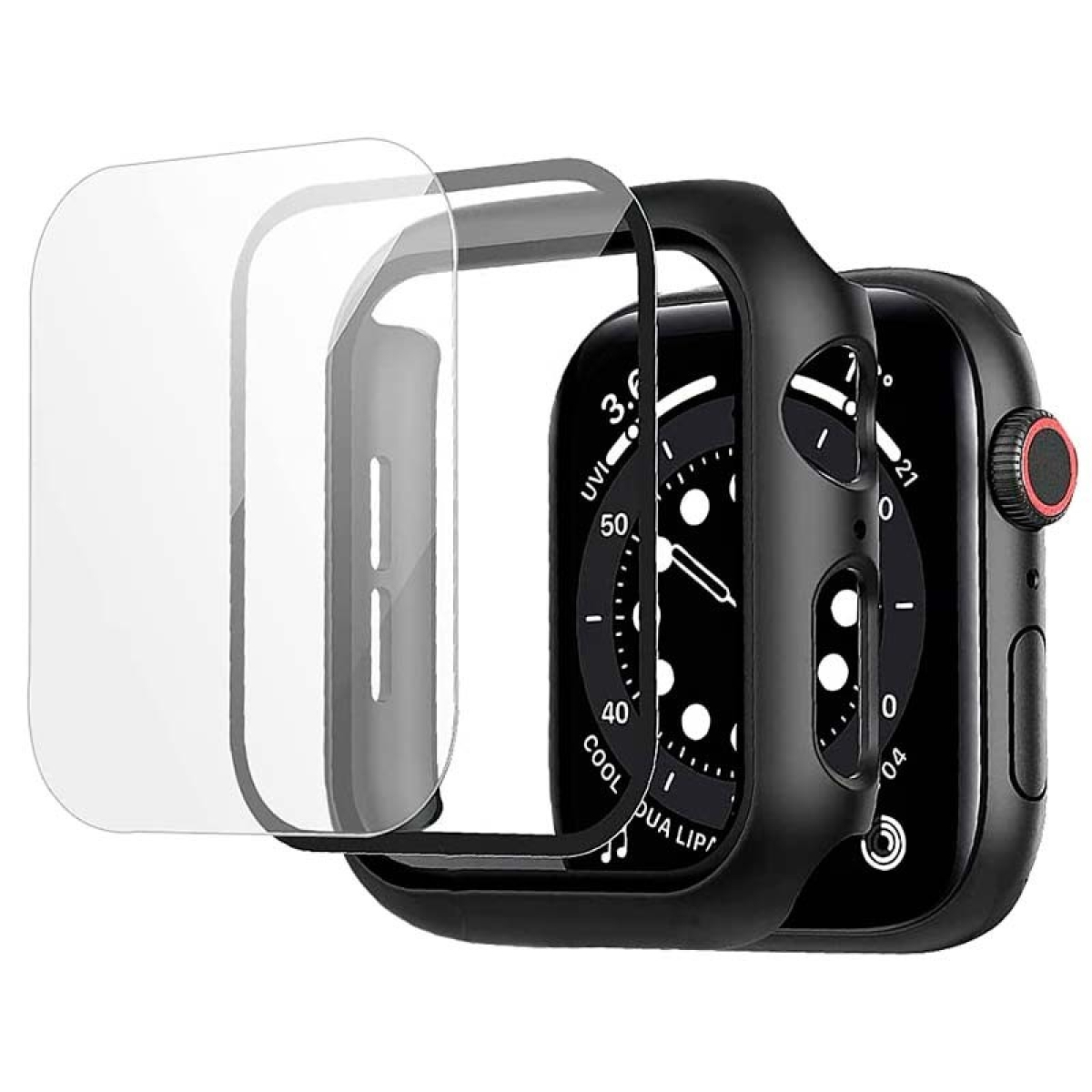 Capa PC + Vidro Temperado Apple Watch 44mm – Compatível com Apple Watch 4/5/6/SE