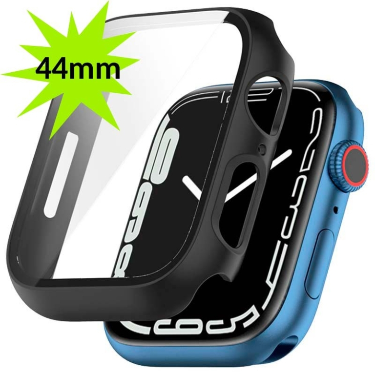 Capa PC + Vidro Temperado Apple Watch 44mm – Compatível com Apple Watch 4/5/6/SE