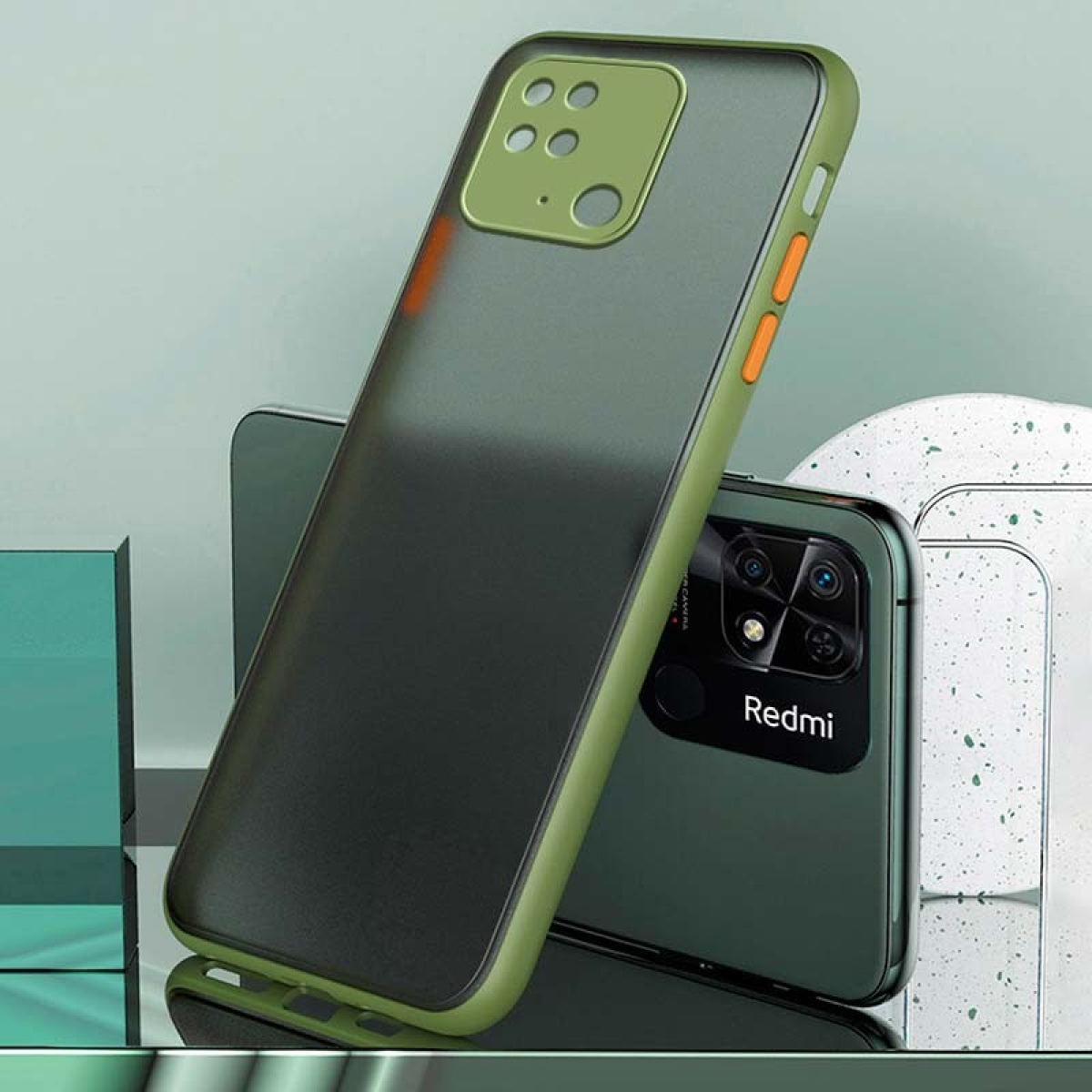 Capa Dual Mate Xiaomi Redmi 10C / Poco C40 Claro+Laranja