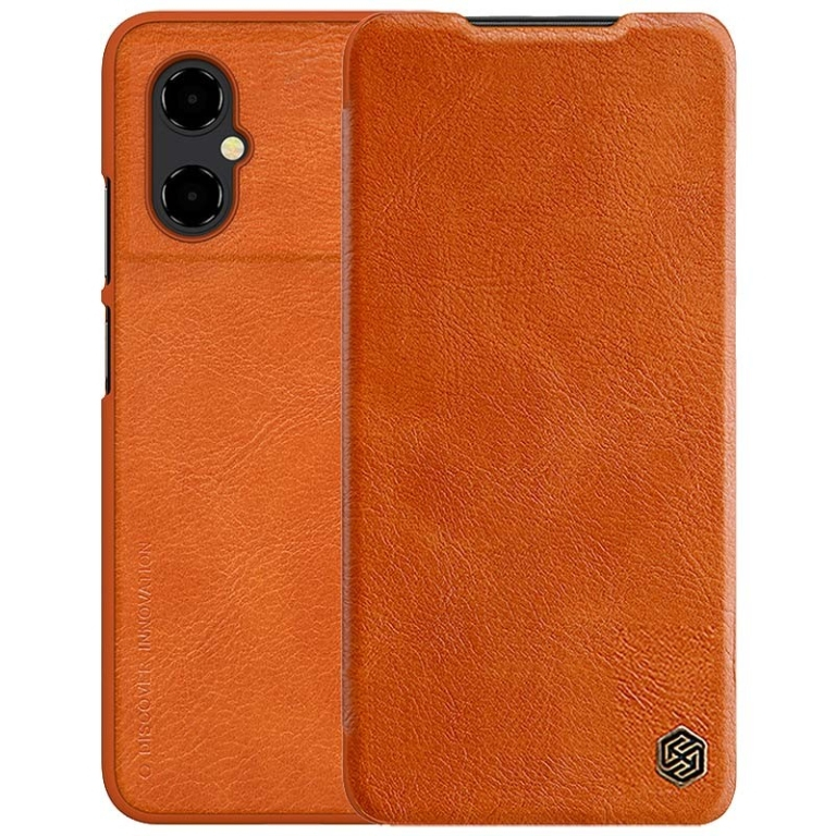 Nillkin Capa de cuoro Qin Xiaomi Poco M4 5G Castanho