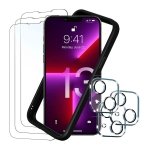 Pack de Acessórios iPhone 13 com 3 Película de Ecrã + 3 Película de vidro para câmara + Capa Bumper