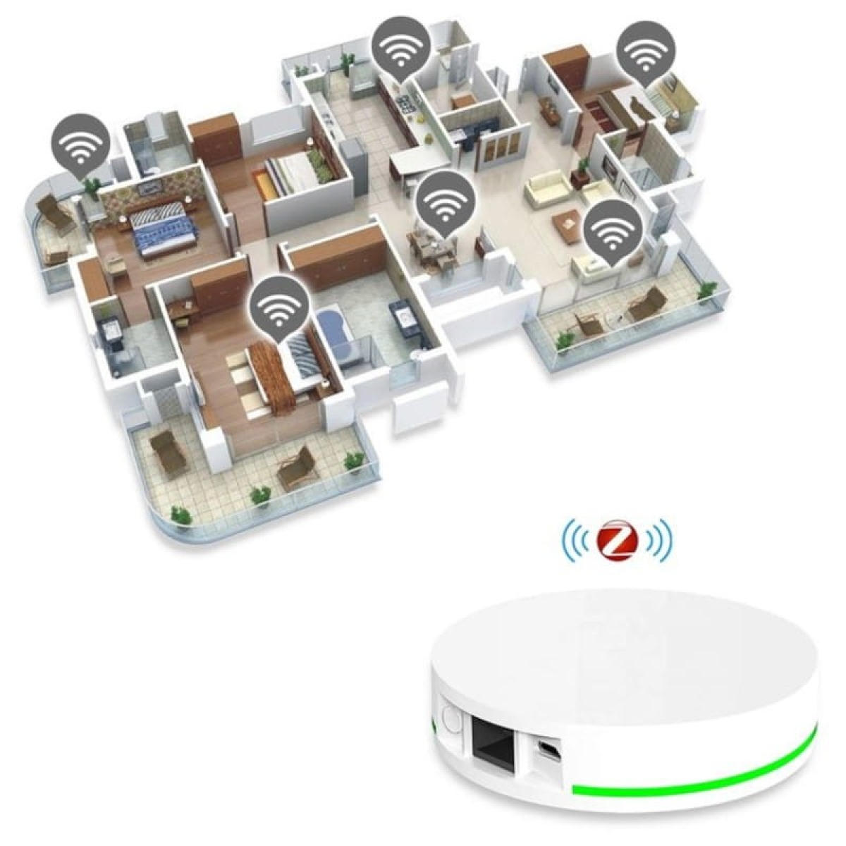 Hub Sensor Zemismart Tuya Com Fio Gateway