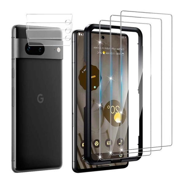 Pack de Acessórios Google Pixel 7 com 3 Película de Ecrã + 3 Película de vidro para Câmara