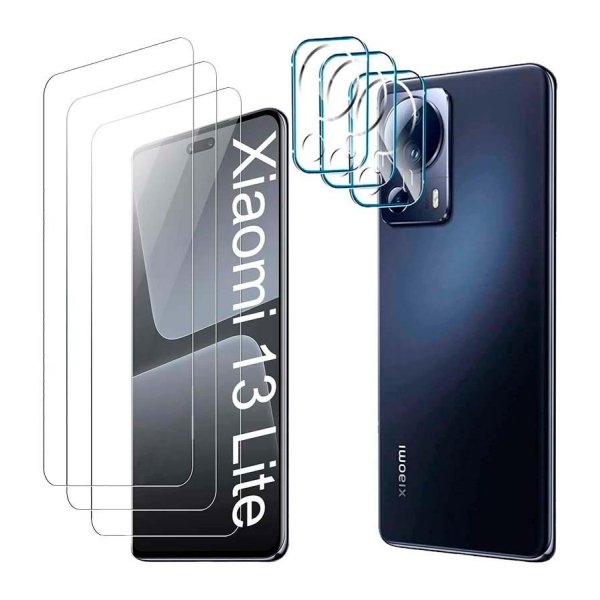 Pack de Acessórios Xiaomi 13 Lite com 3 Película de Ecrã + 3 Película de vidro para Câmara