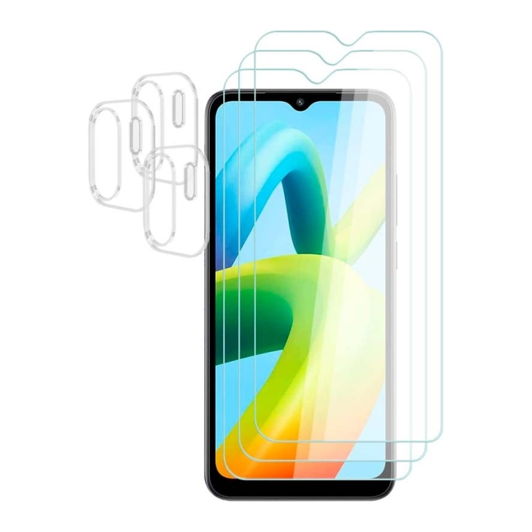Pack de Acessórios Xiaomi Redmi A1 / A1+ / A2 / A2+ com 3 Película de Ecrã + 3 Película de vidro para câmara