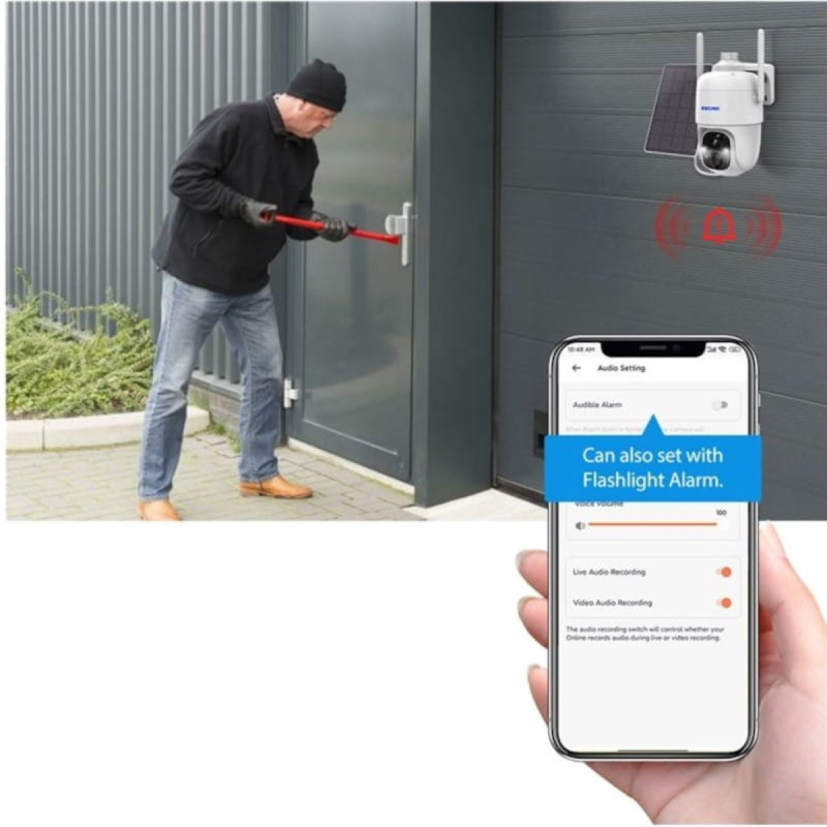 Câmara de vigilância IP Escam G24 3M Wifi Painel solar