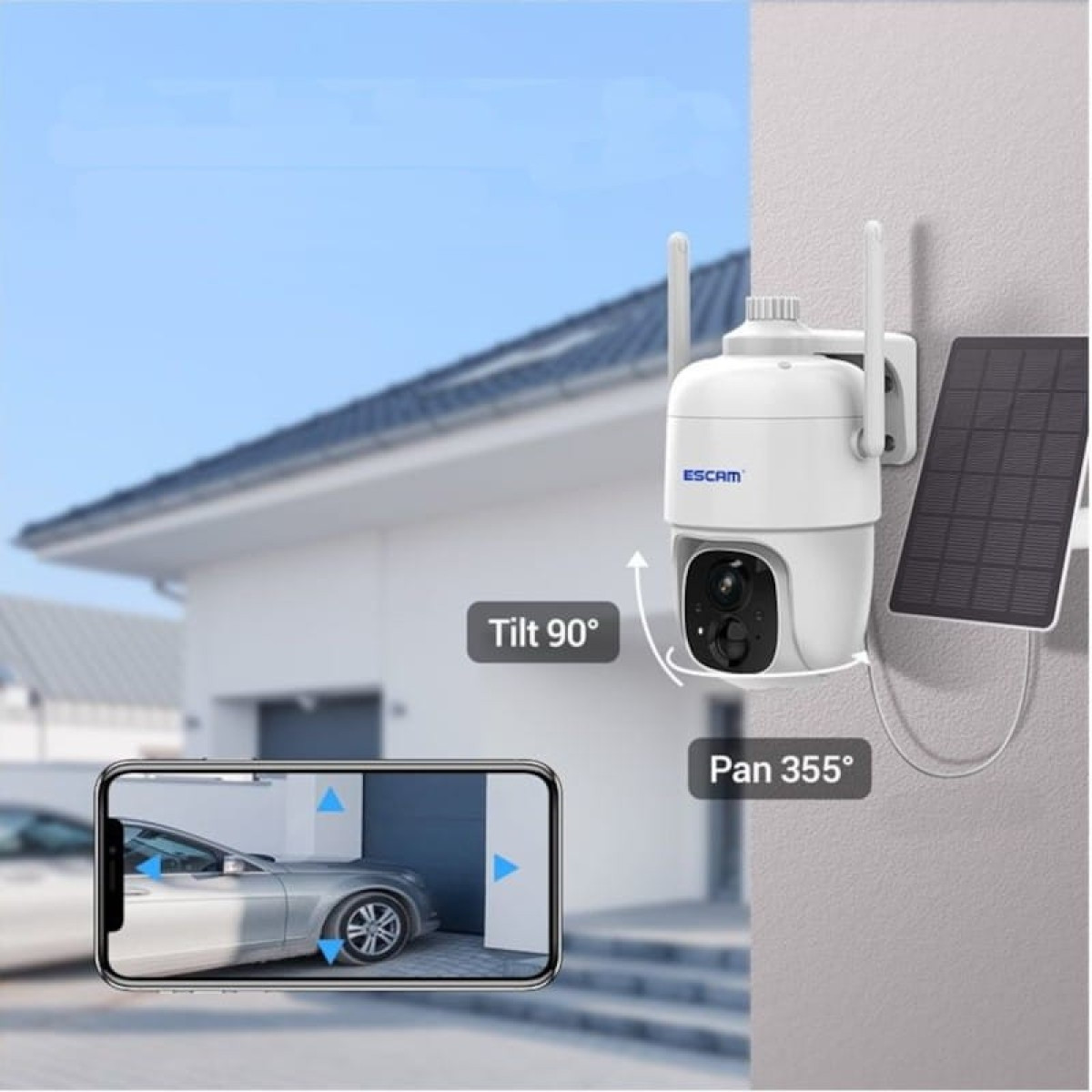 Câmara de vigilância IP Escam G24 3M Wifi Painel solar