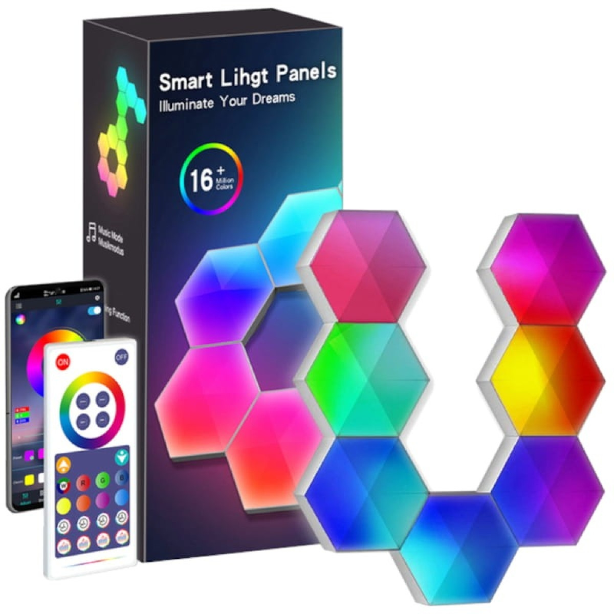 Luzes LED Hexagonais RGB com Bluetooth