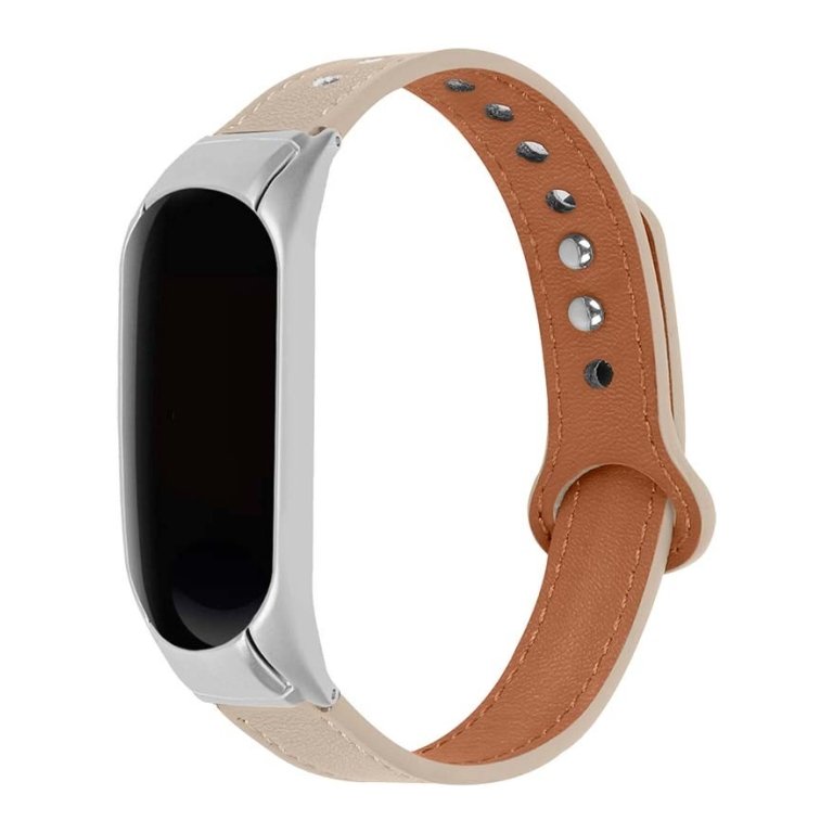 Pulseira Xiaomi Mi Smart Band 6 / Mi Band 5 / Amazfit Band 5 Couro Clipe Cáqui