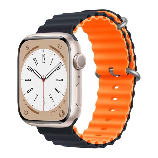 Pulseira Apple Watch 42/44/45/49mm Wave Midnight+Laranja