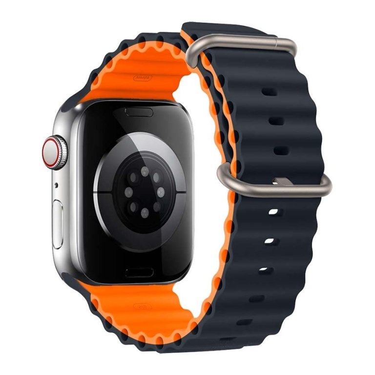 Pulseira Apple Watch 42/44/45/49mm Wave Midnight+Laranja