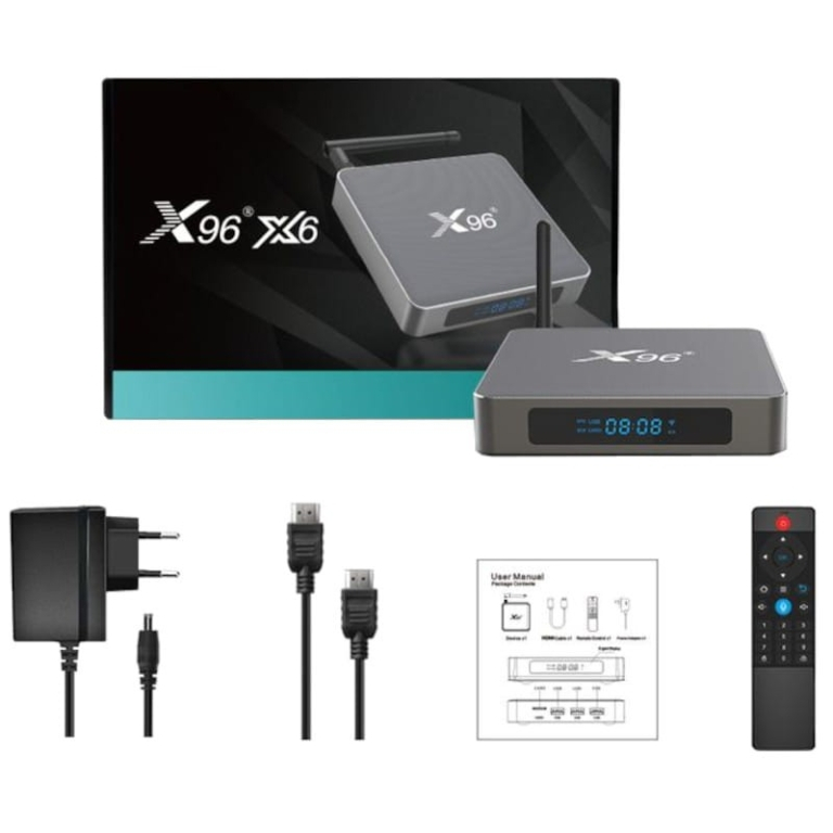 X96 X6 RK3566 8GB/128GB Dual Wifi Bluetooth Controle por Voz Android 11 – Android TV