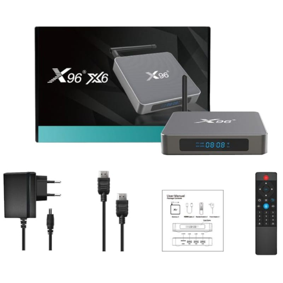 X96 X6 RK3566 8GB/64GB Dual Wifi Bluetooth Controle por Voz Android 11 – Android TV