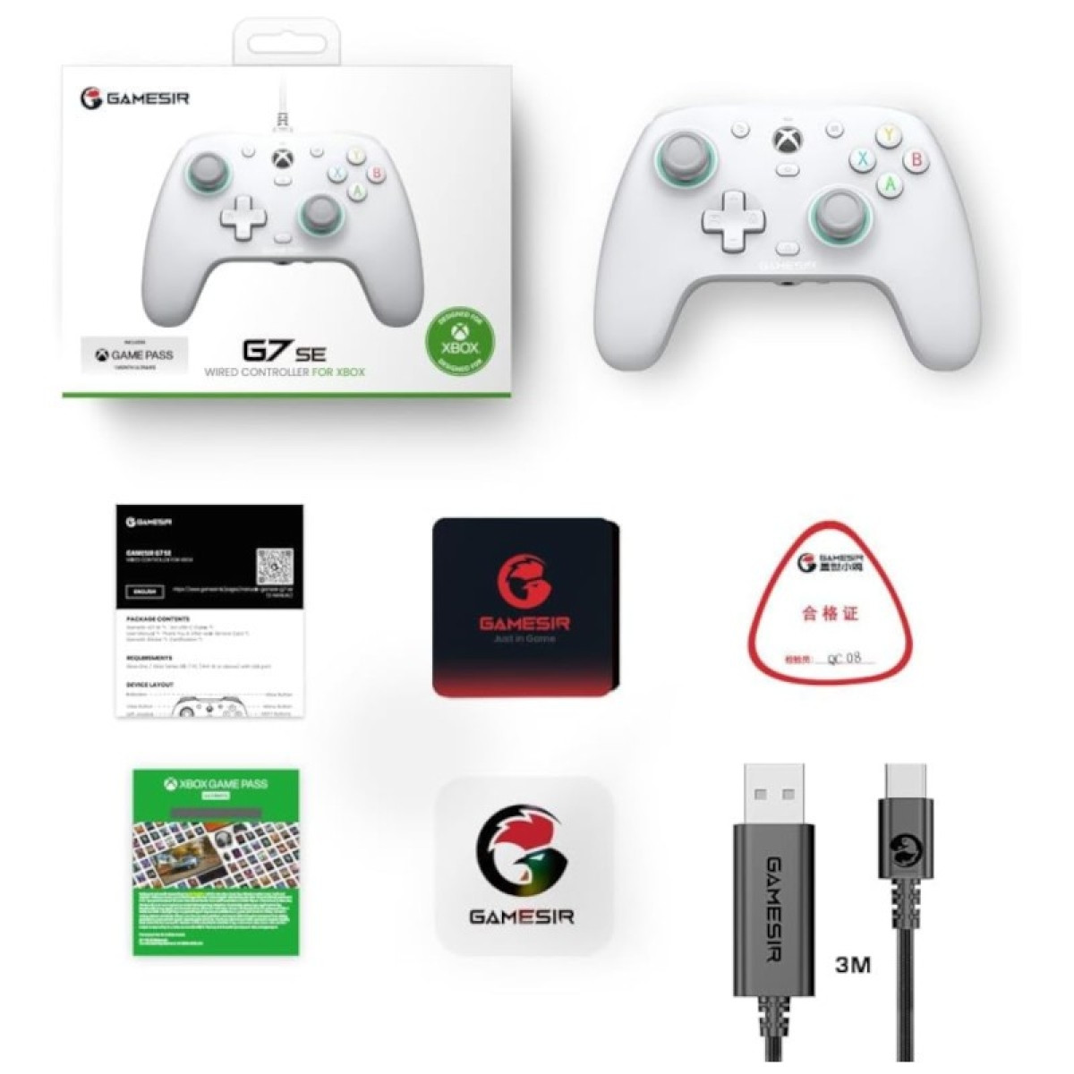 Gamepad GameSir G7 SE Blanco com fio – Xbox Series X/S, Xbox One. PC