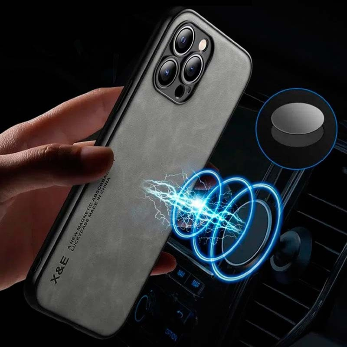 Capa em pele sintética iPhone 14 Plus Magnetic Luxury