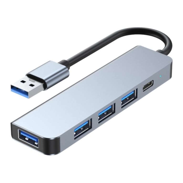 Hub USB BYL-2301U 5 em 1 USB Tipo C+USB 3.0
