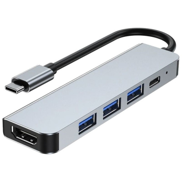 Hub USB BYL 2008 5 em 1 USB Tipo-C/HDMI+USB 3.0+USB 2.0+USB Tipo C