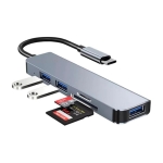 Hub USB BYL-2103T 5 em 1 USB-C/USB 3.0+2.0+microSD+SD