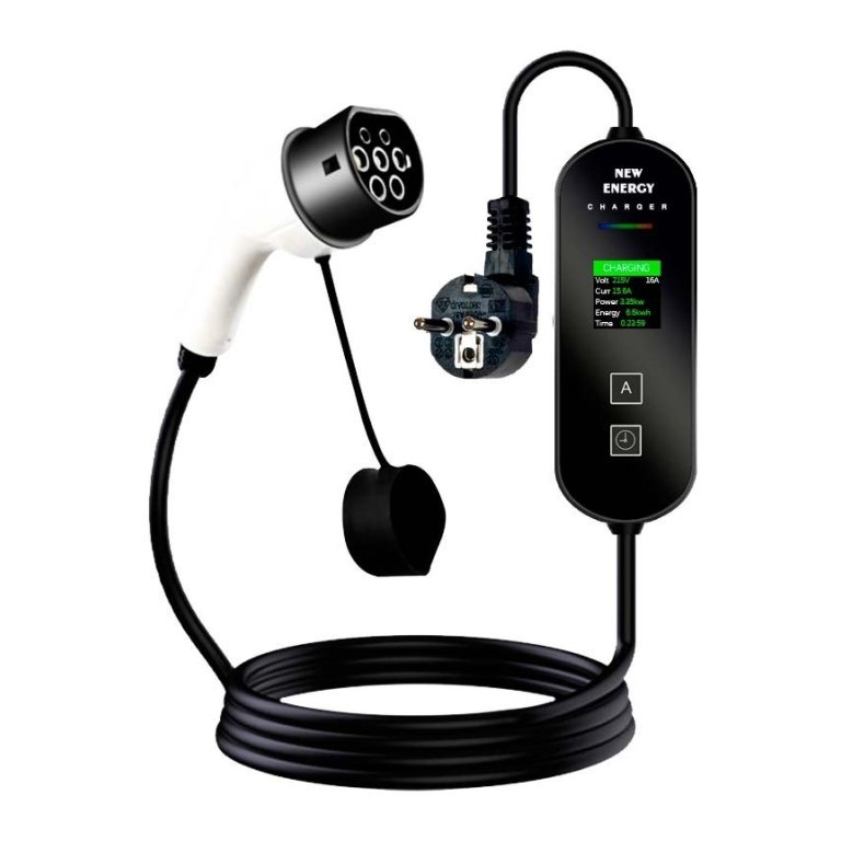 Carregador de Carro Elétrico EV 16A/3.5KW/5M com Cabeçote de Tomada