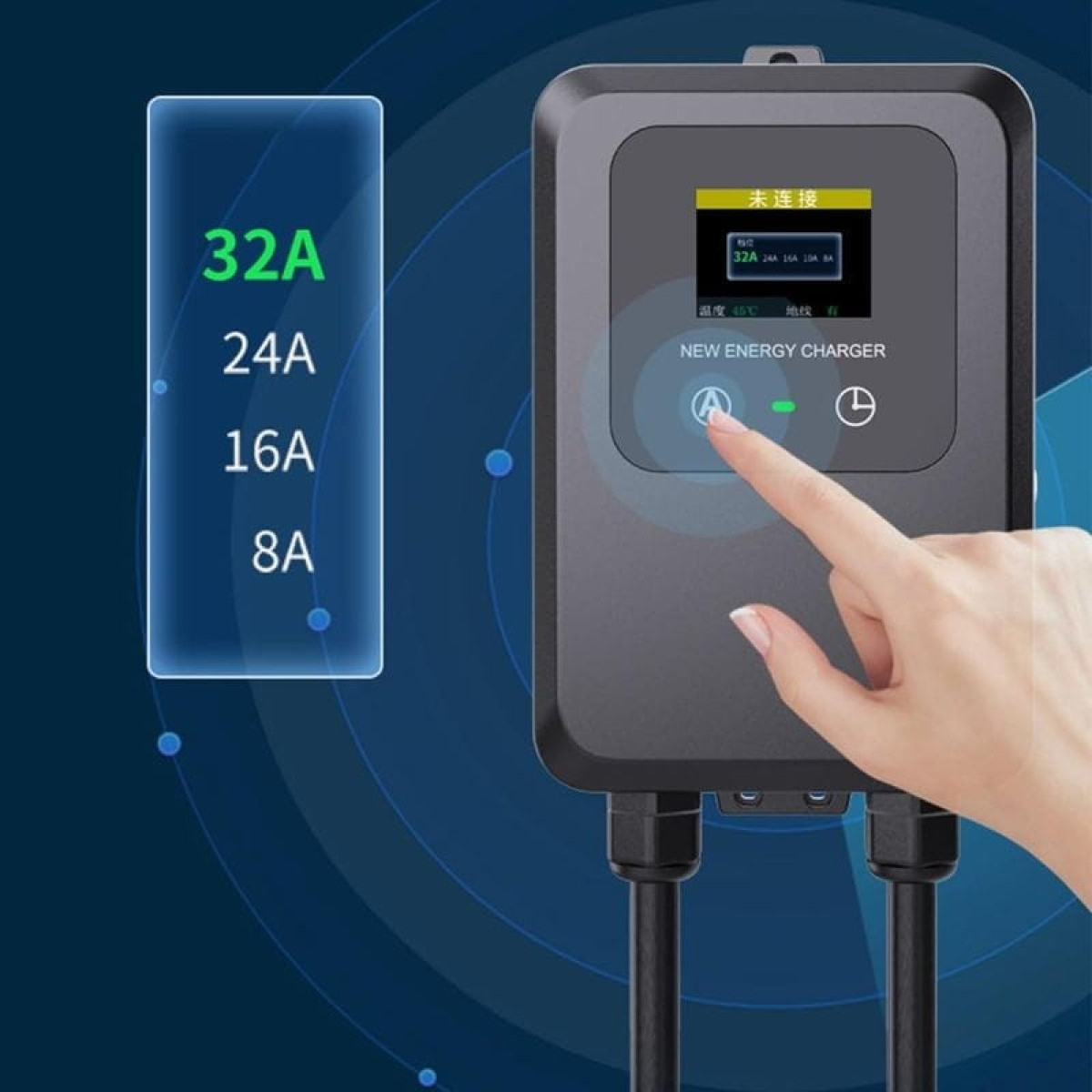 Estação de carregamento 32A/7.0KW/5M para veà­culos Elétricos – Carregador Tipo de 2 EV