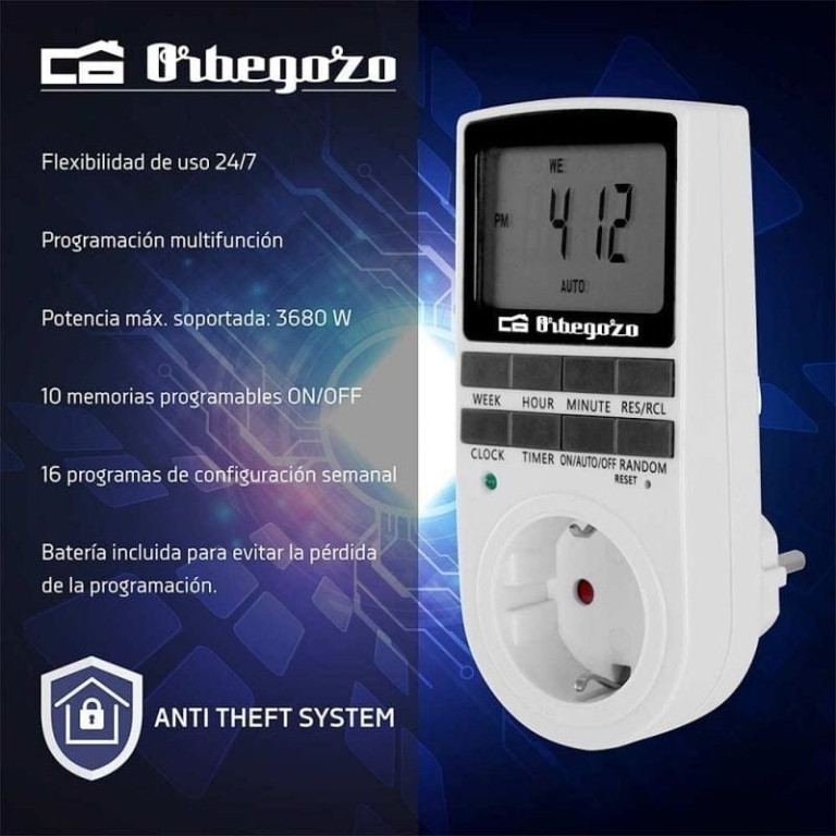 Programador de ficha Orbegozo PG 25 Potência máxima 3680W