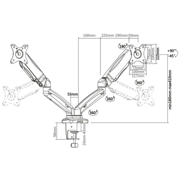 Suporte para Monitores Aisens DT27TSR-045 13-27 6,5 KG VESA
