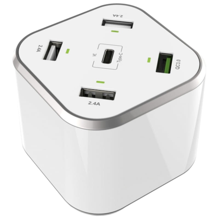 Aisens ASCH-5PQC-W 48W USB Type-C 4xUSB – Carregador de secretária