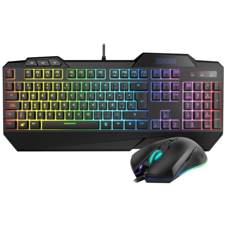 Kit de teclado de membrana e Rato Krom Krusher RGB USB – 6400 DPI