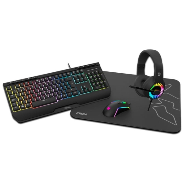 Kit de teclado e Rato Krom Kenya 4 em 1 RGB Gaming