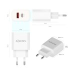 Aisens A110-0681 Carregador de Parede 1x USB-C 1x USB 20W Branco