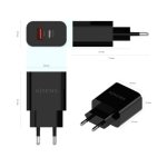 Aisens A110-0682 Carregador de Parede 1x USB-C 1x USB 20W Preto