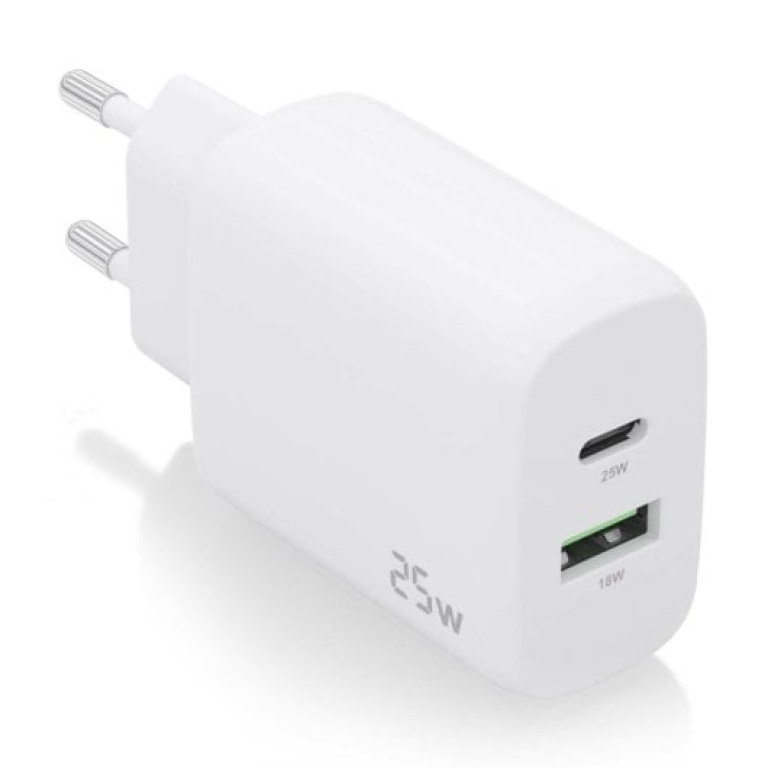 Aisens A110-0758 Carregador 25W PD3.0 QC3.0 1xUSB-C 1xUSB-A Branco